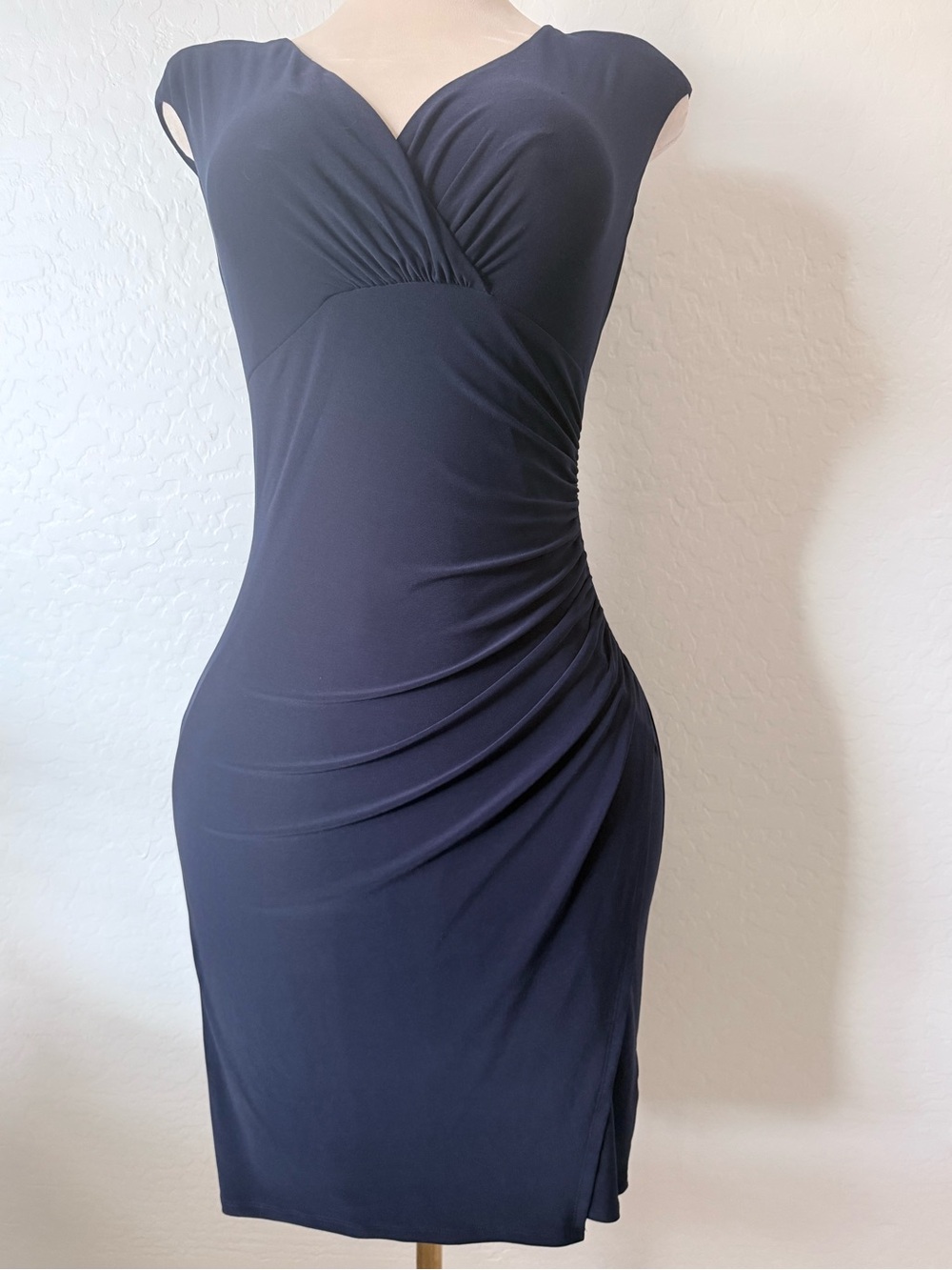 Lauren Ralph Lauren Navy Ruched Sheath Dress Size 10